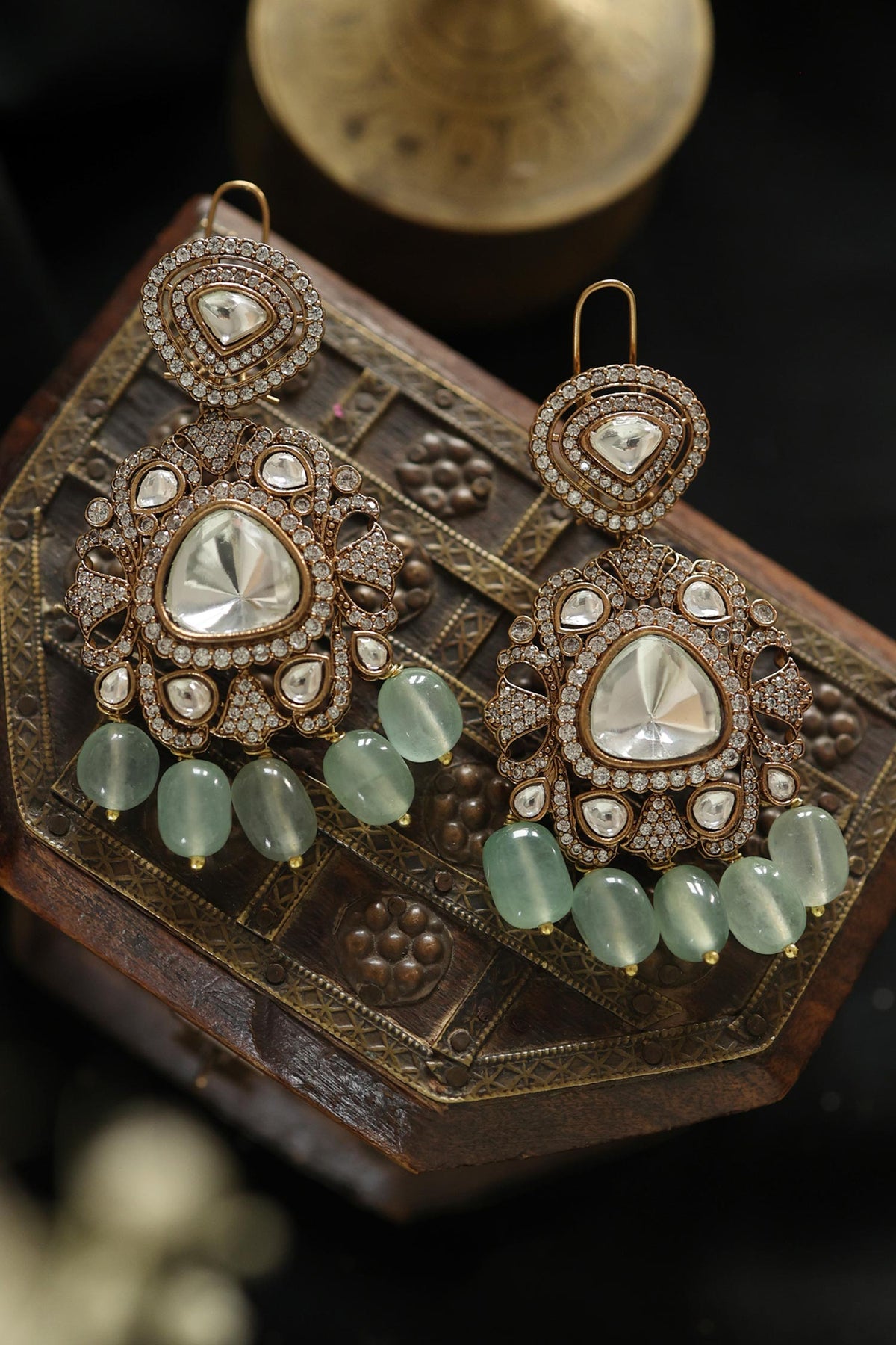 Polki Stone Embellished Earrings 