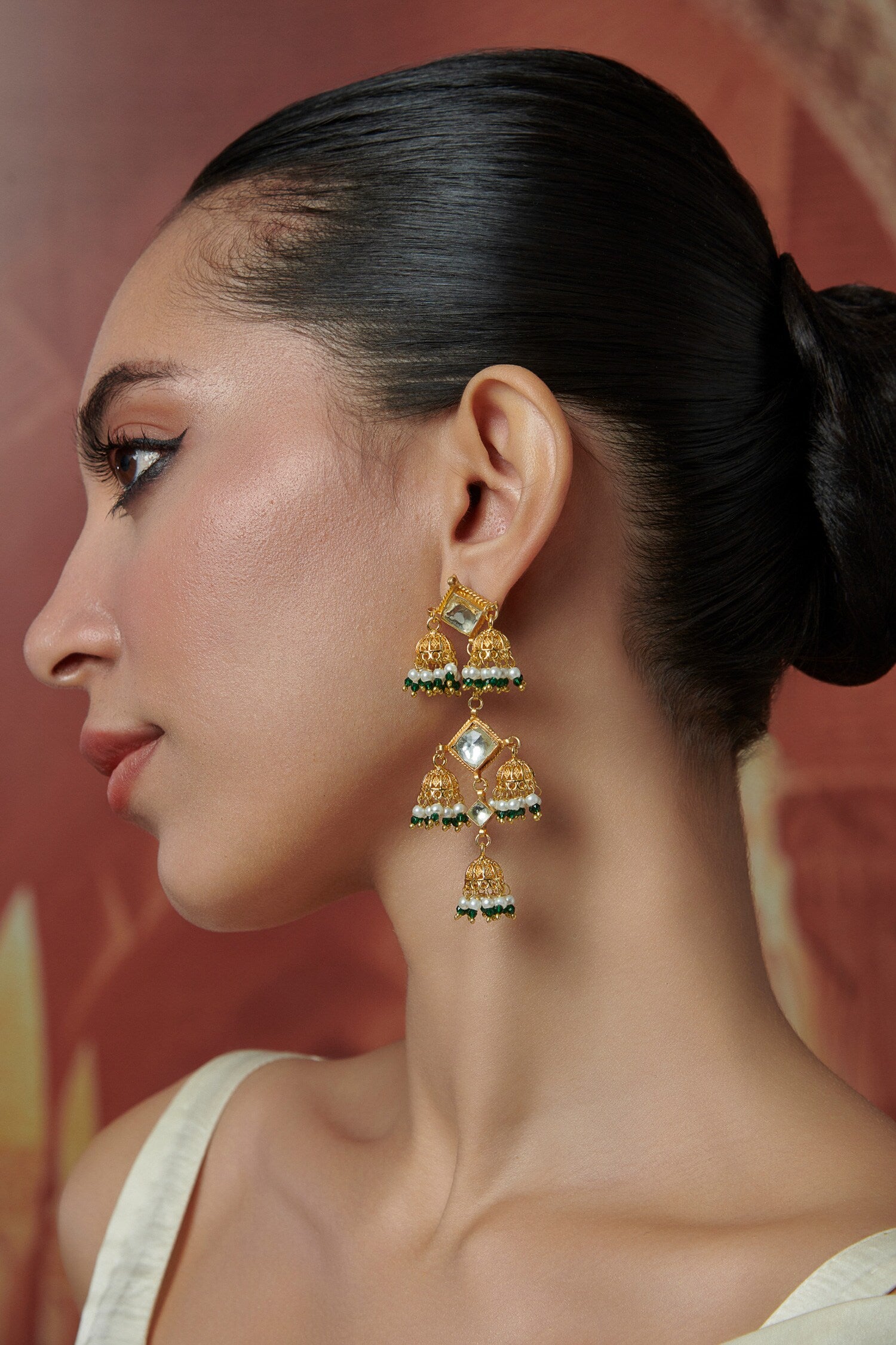 Kundan Embellished Jhumka Earrings 