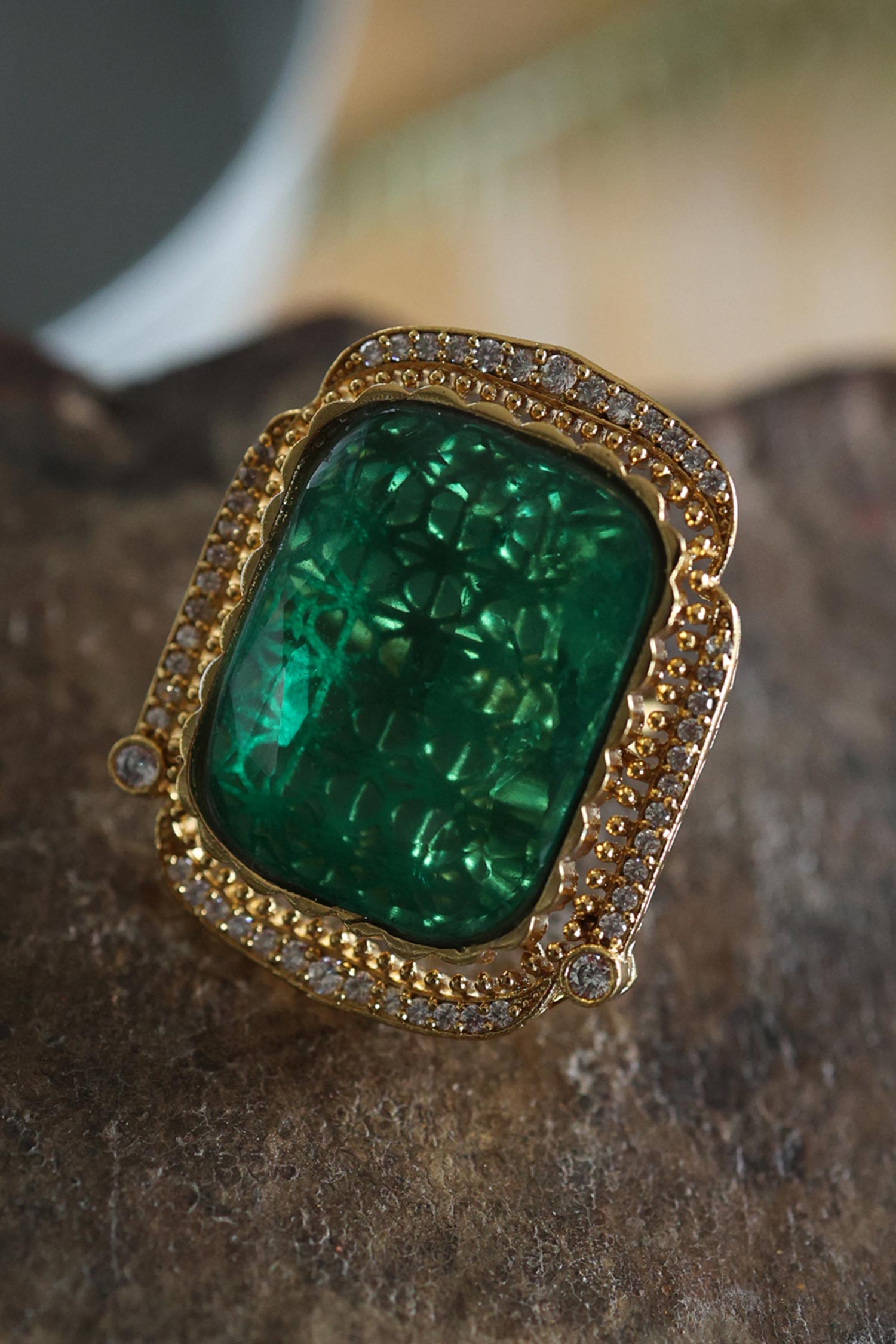 Victorian Era Doublet Stone Embellished Ring 