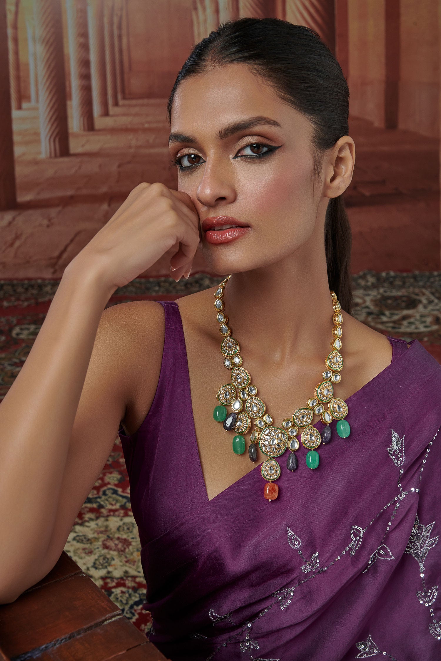 Phoolista Kundan & Stone Embellished Necklace 