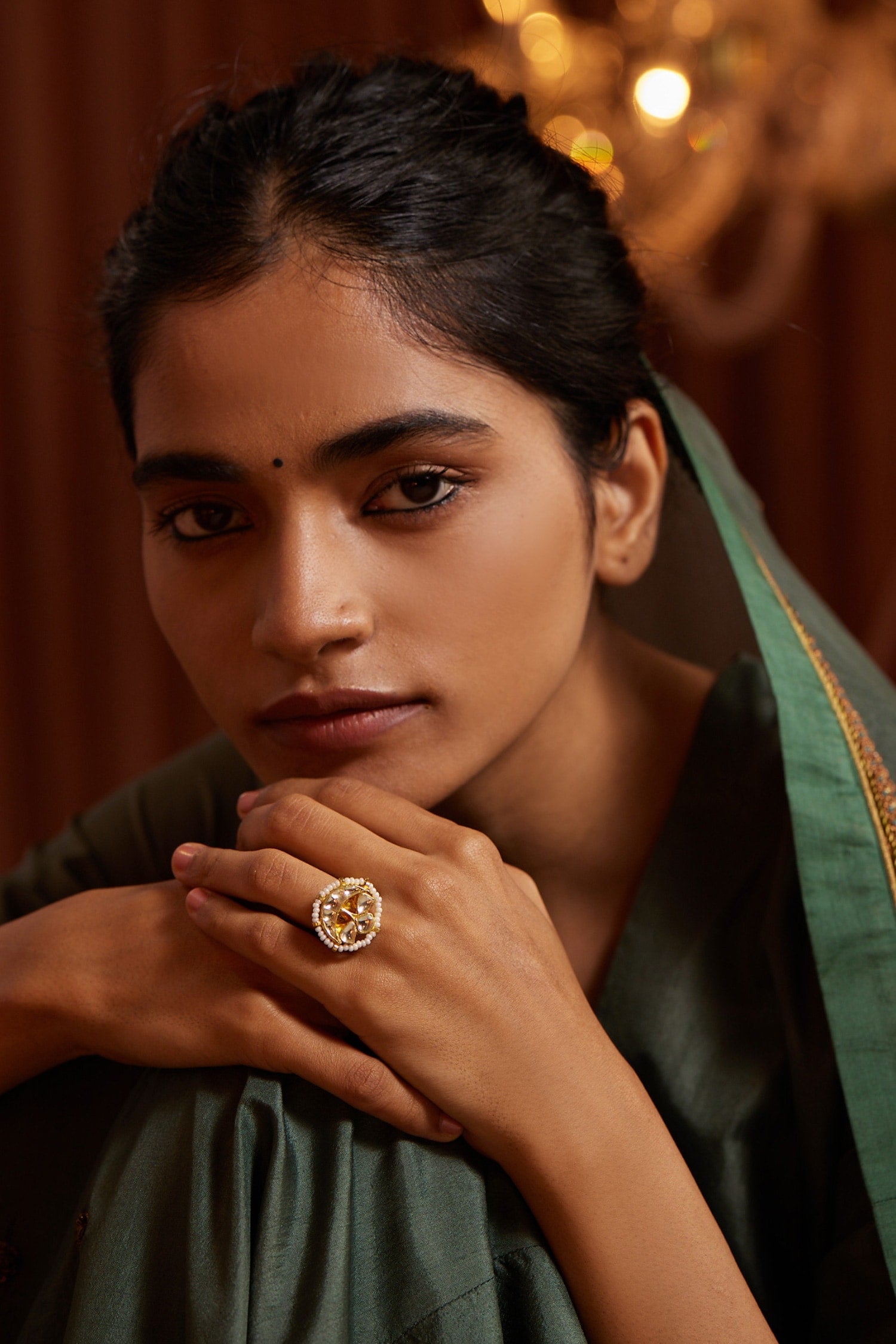 Kundan & Pearl Floret Ring 