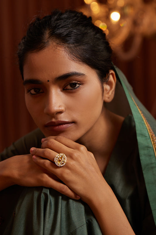 Kundan & Pearl Floret Ring 