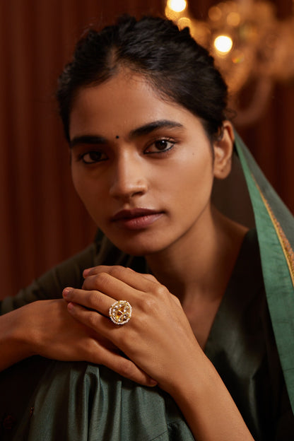 Kundan & Pearl Floret Ring 