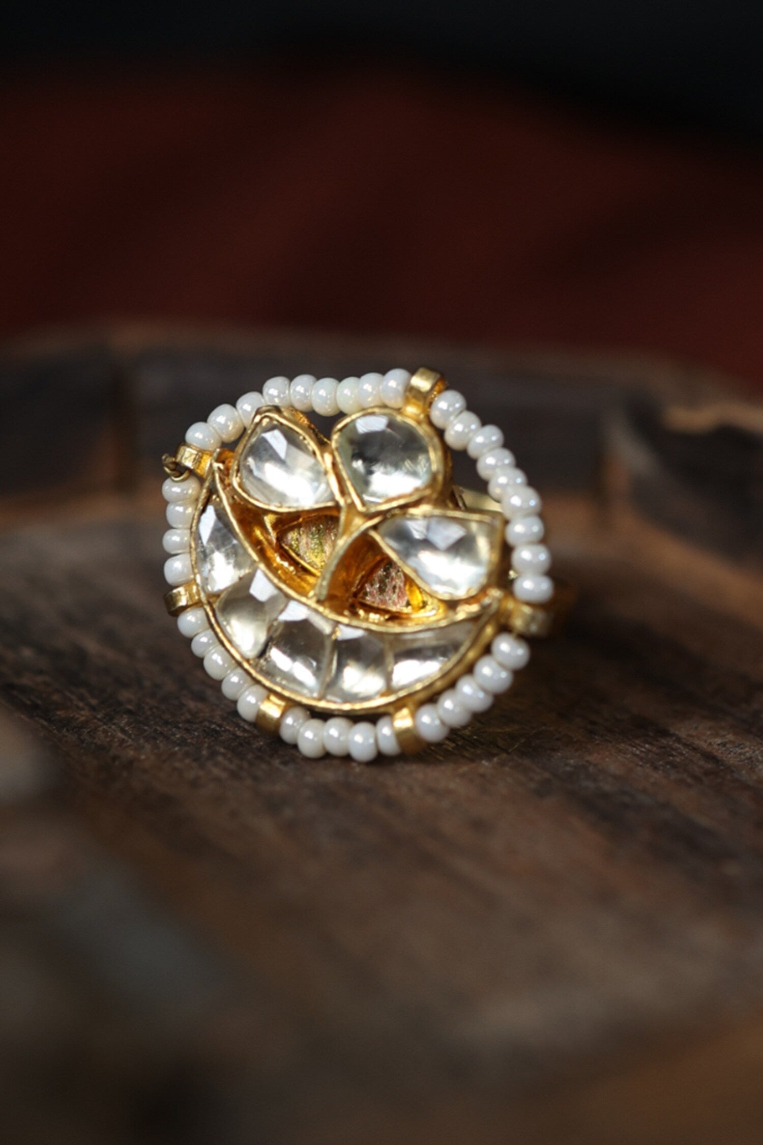 Kundan & Pearl Floret Ring 