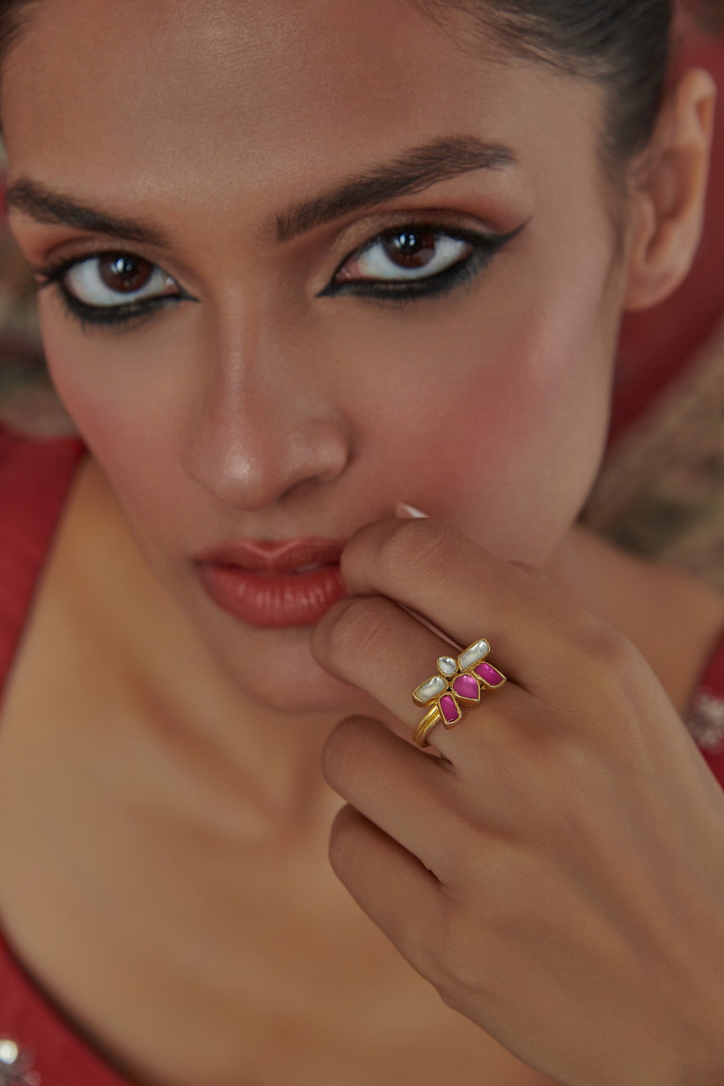Lotus Kundan Ring 