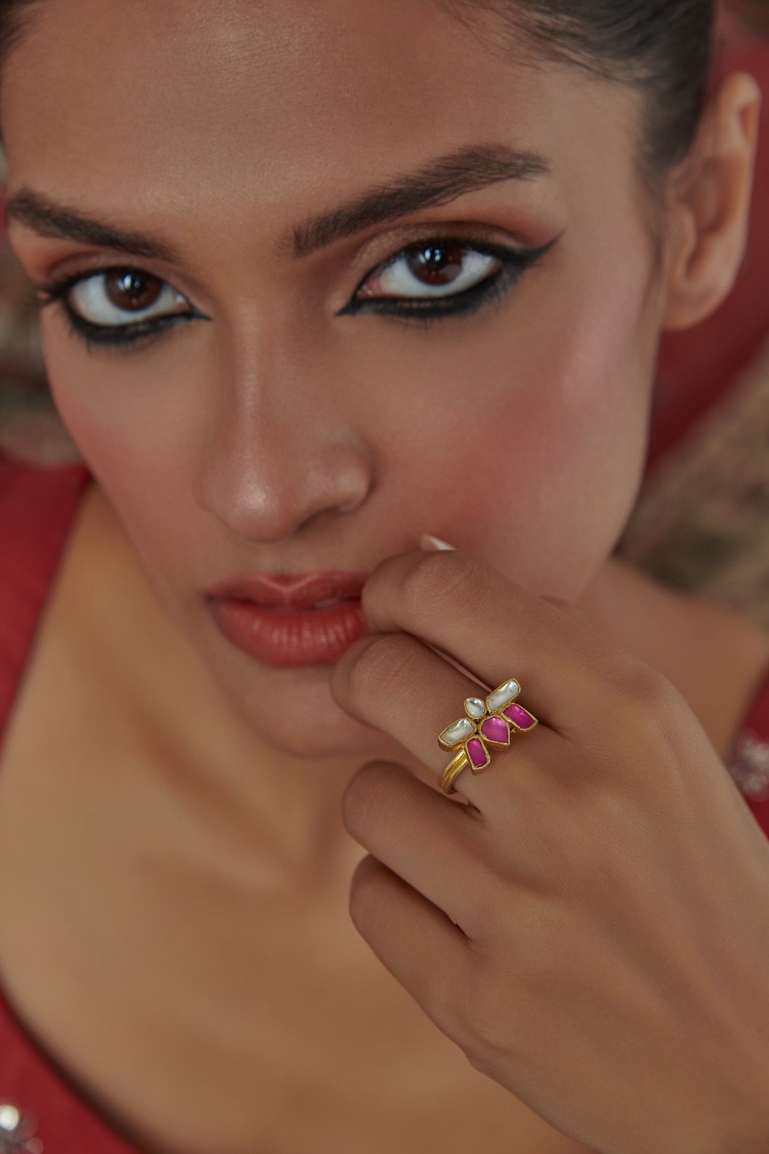 Lotus Kundan Ring 