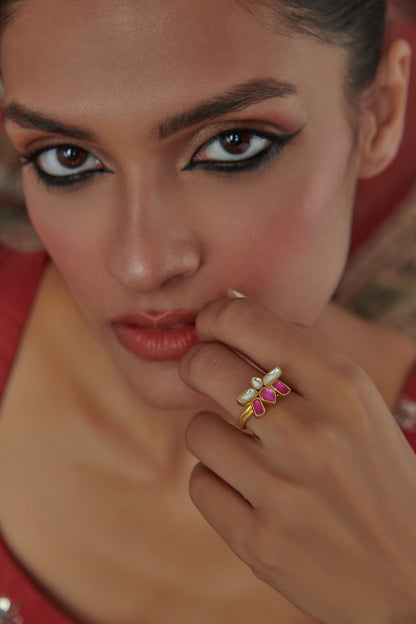 Lotus Kundan Ring 