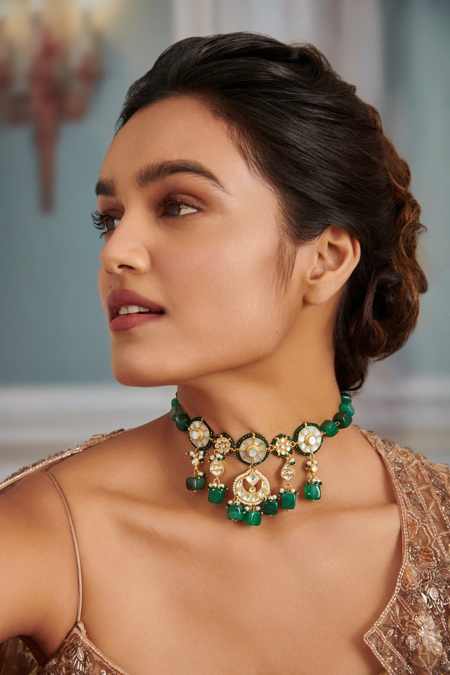 Floral Carved Kundan Embellished Choker 