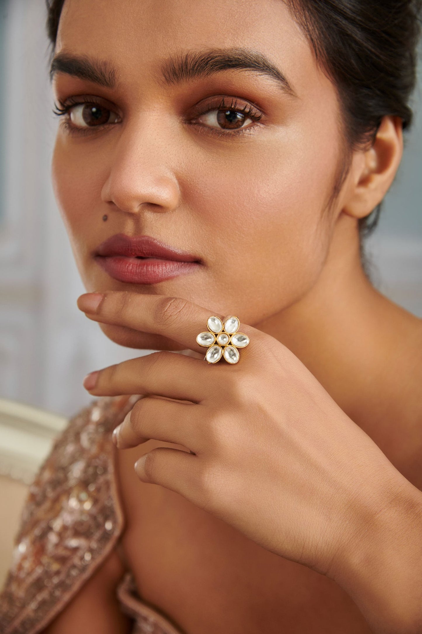 Floral Polki Ring 