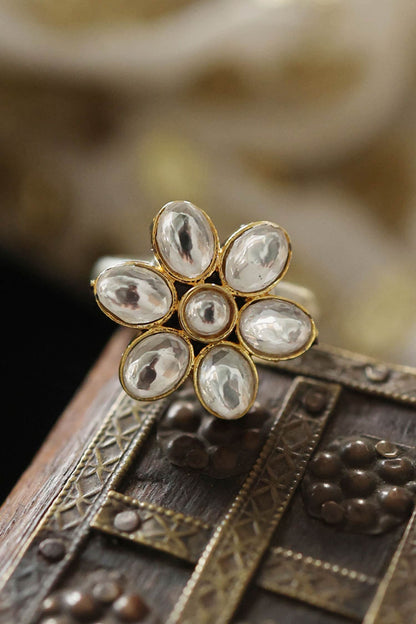 Floral Polki Ring 