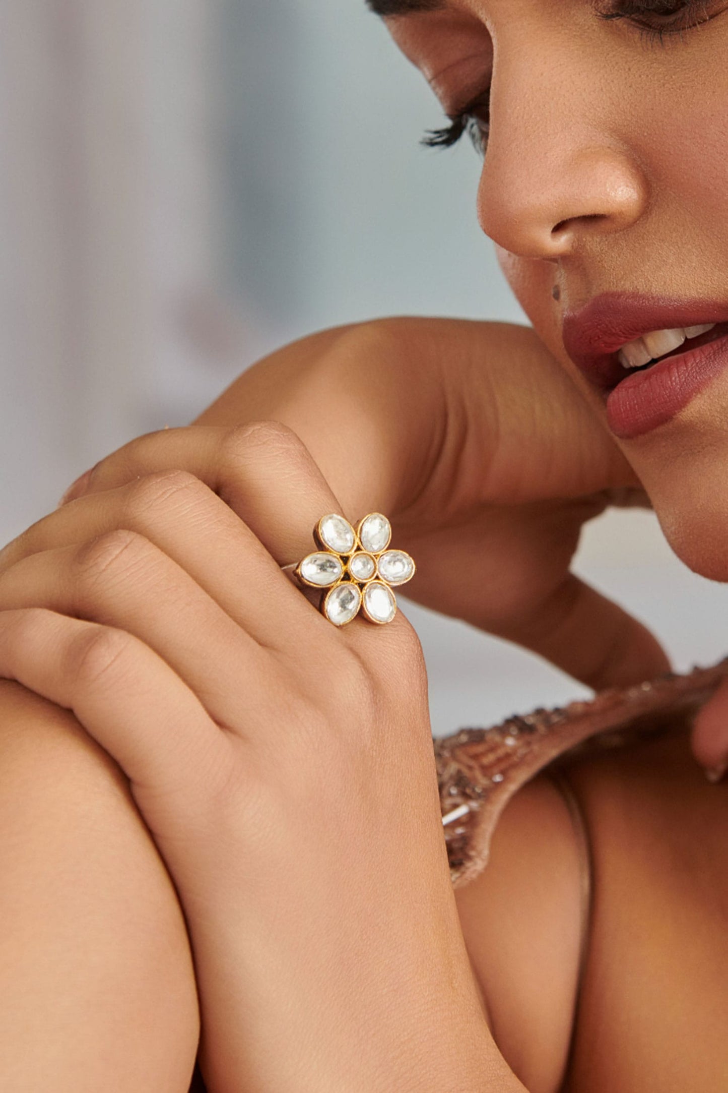 Floral Polki Ring 