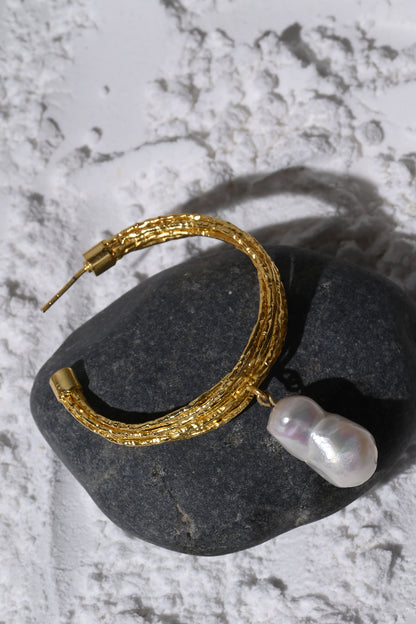 Kiara Pearl Drop Hoops 