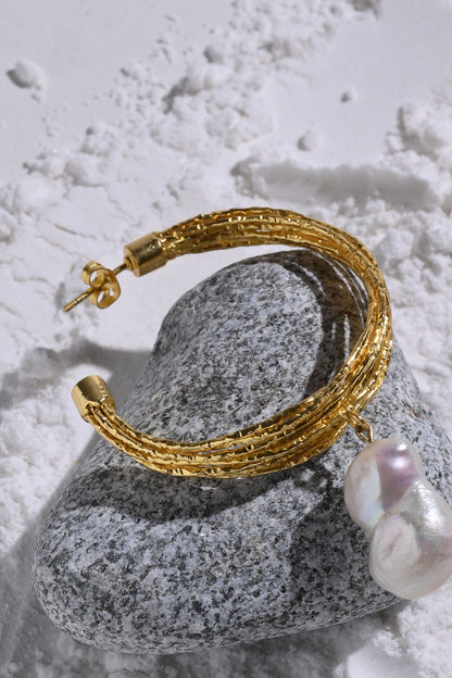 Kiara Pearl Drop Hoops 