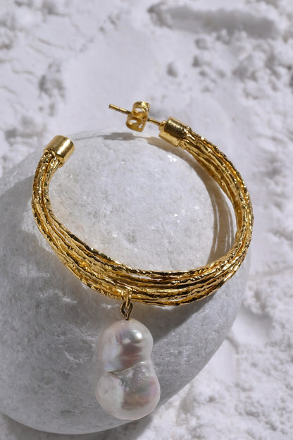 Kiara Pearl Drop Hoops 