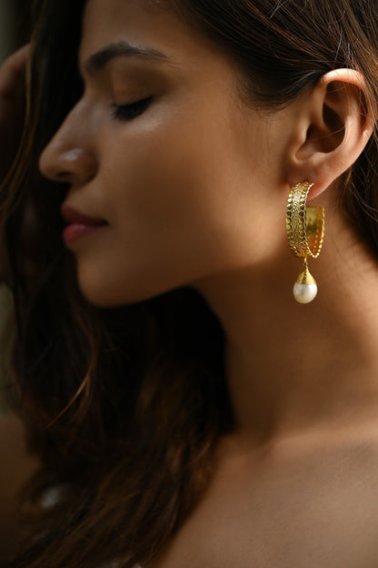 Suni Pearl Drop Hoops 