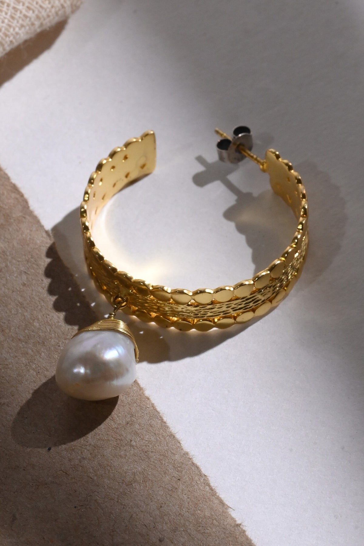 Suni Pearl Drop Hoops 
