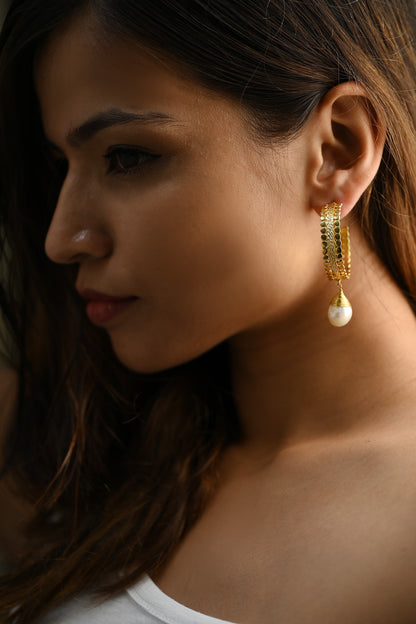 Suni Pearl Drop Hoops 