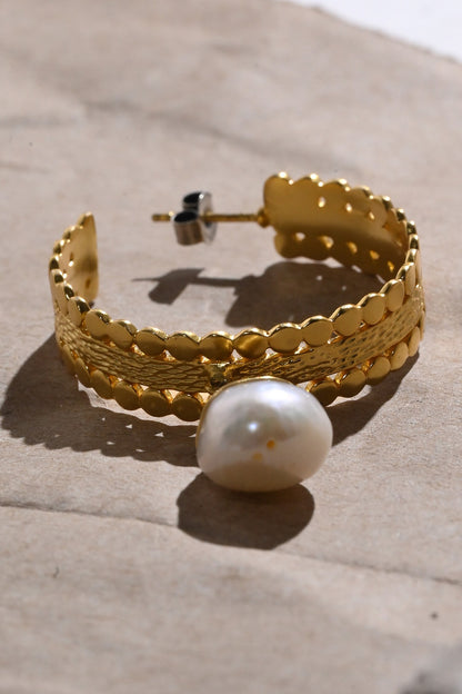 Suni Pearl Drop Hoops 