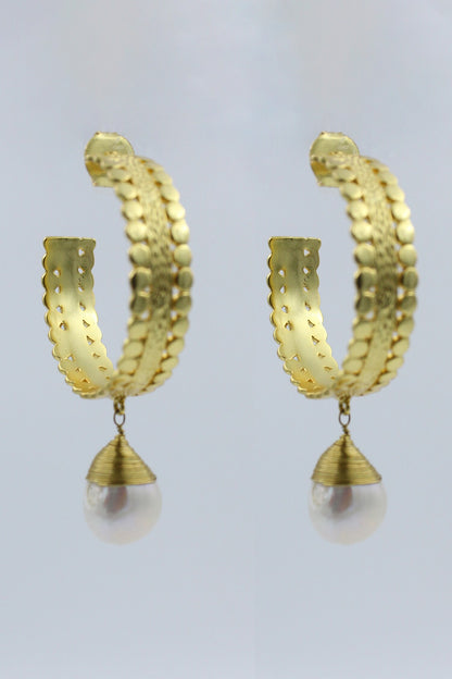 Suni Pearl Drop Hoops 
