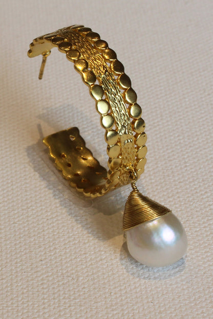 Suni Pearl Drop Hoops 