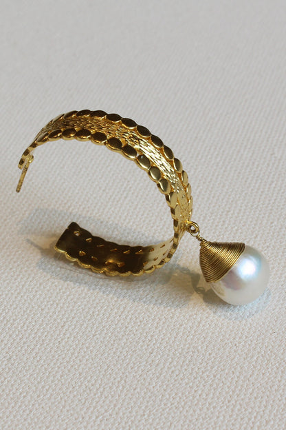 Suni Pearl Drop Hoops 