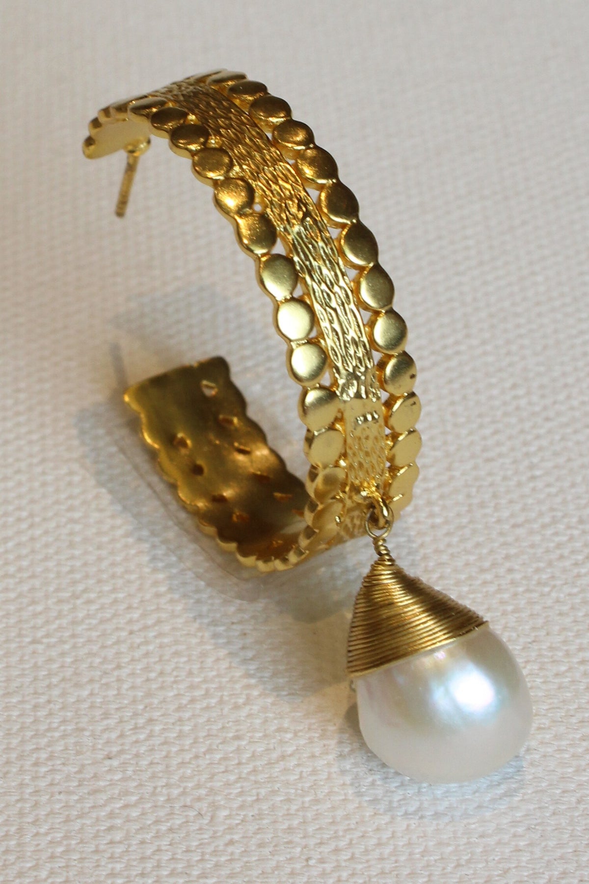 Suni Pearl Drop Hoops 
