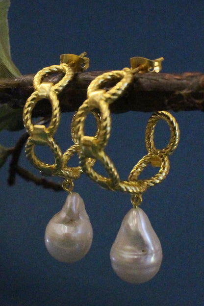 Textured Link Hoops 