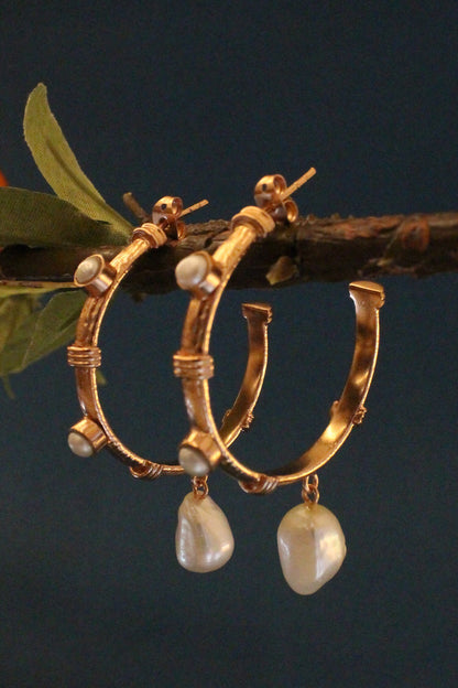 Charmer Pearl Drop Half-Hoops 