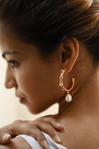 Charmer Pearl Drop Half-Hoops 