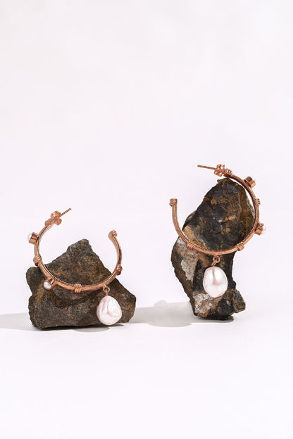 Charmer Pearl Drop Half-Hoops 
