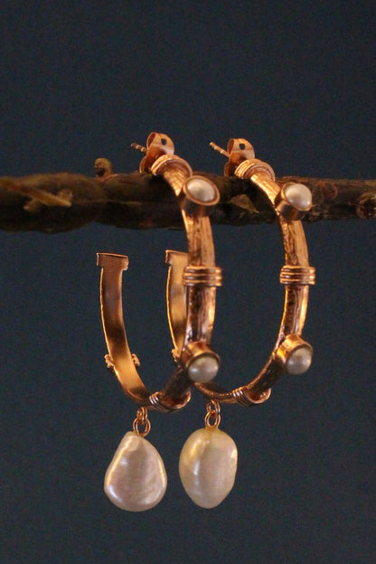 Charmer Pearl Drop Half-Hoops 