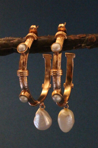 Charmer Pearl Drop Half-Hoops 