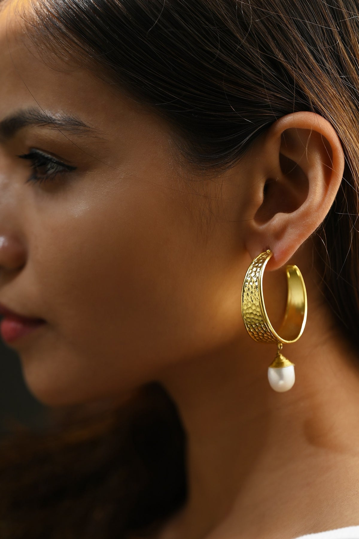 Hailey Pearl Drop Hoops 