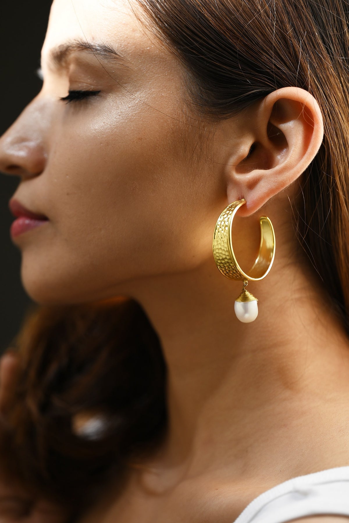 Hailey Pearl Drop Hoops 