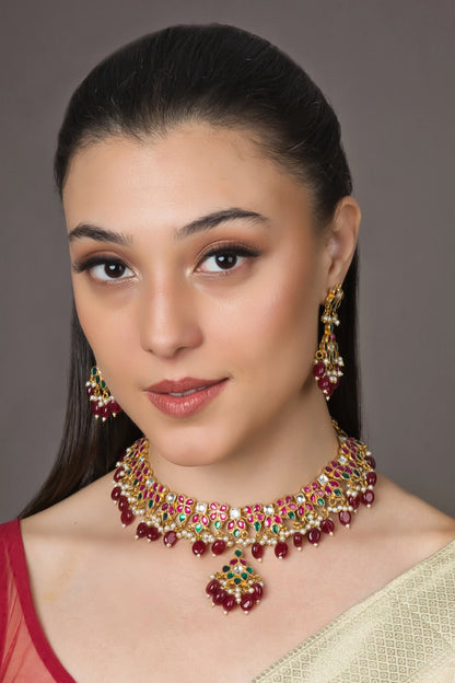 Kundan & Stone Embellished Choker Set 
