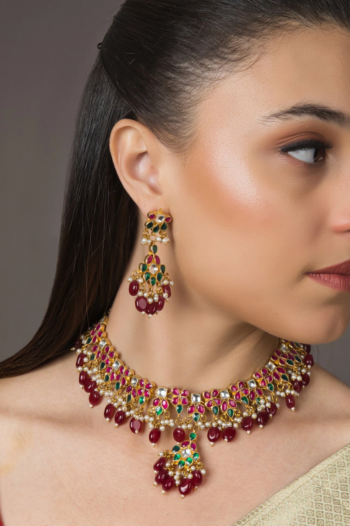 Kundan & Stone Embellished Choker Set 