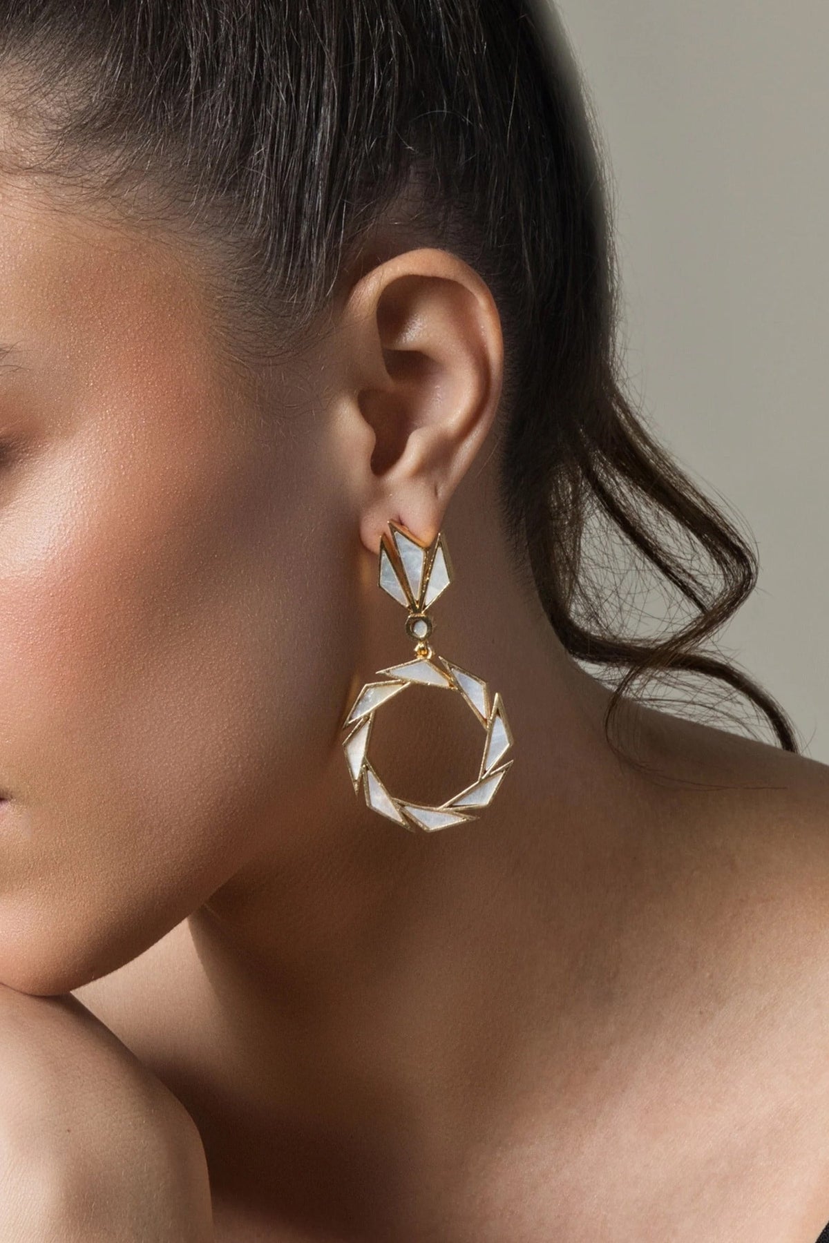 Shell Pearl Embellished Danglers 