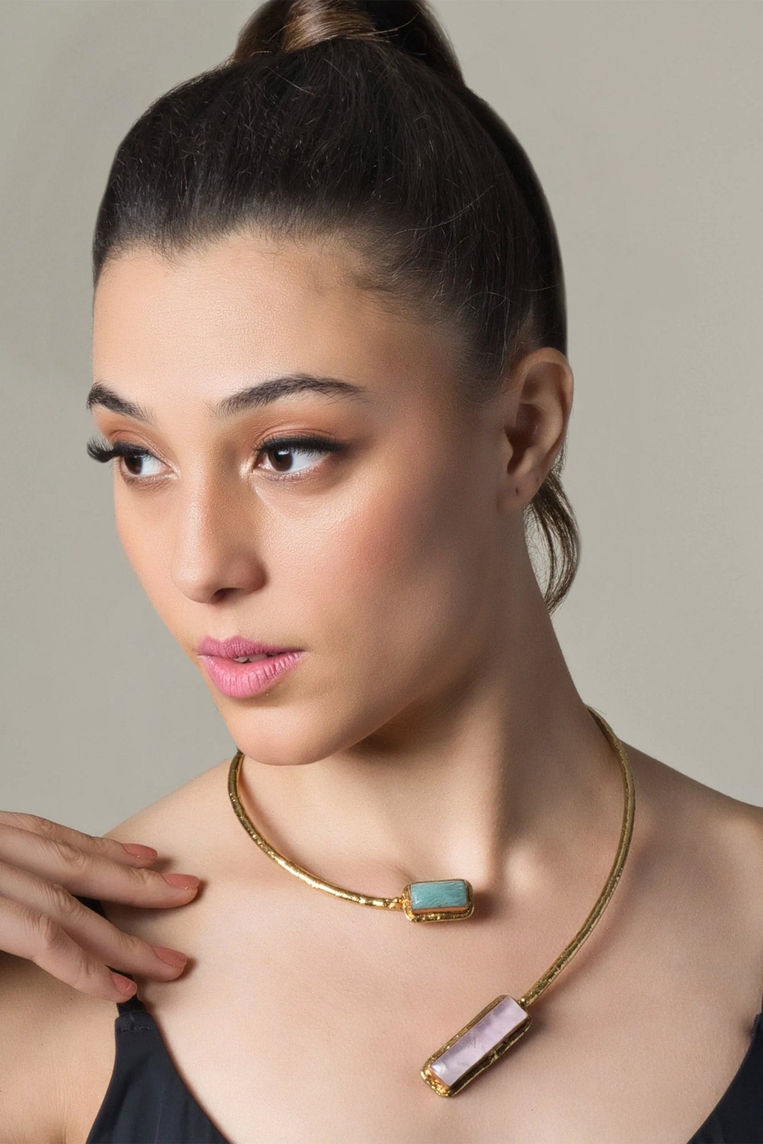 Gold Plated Turquoise Jaspar Necklace 