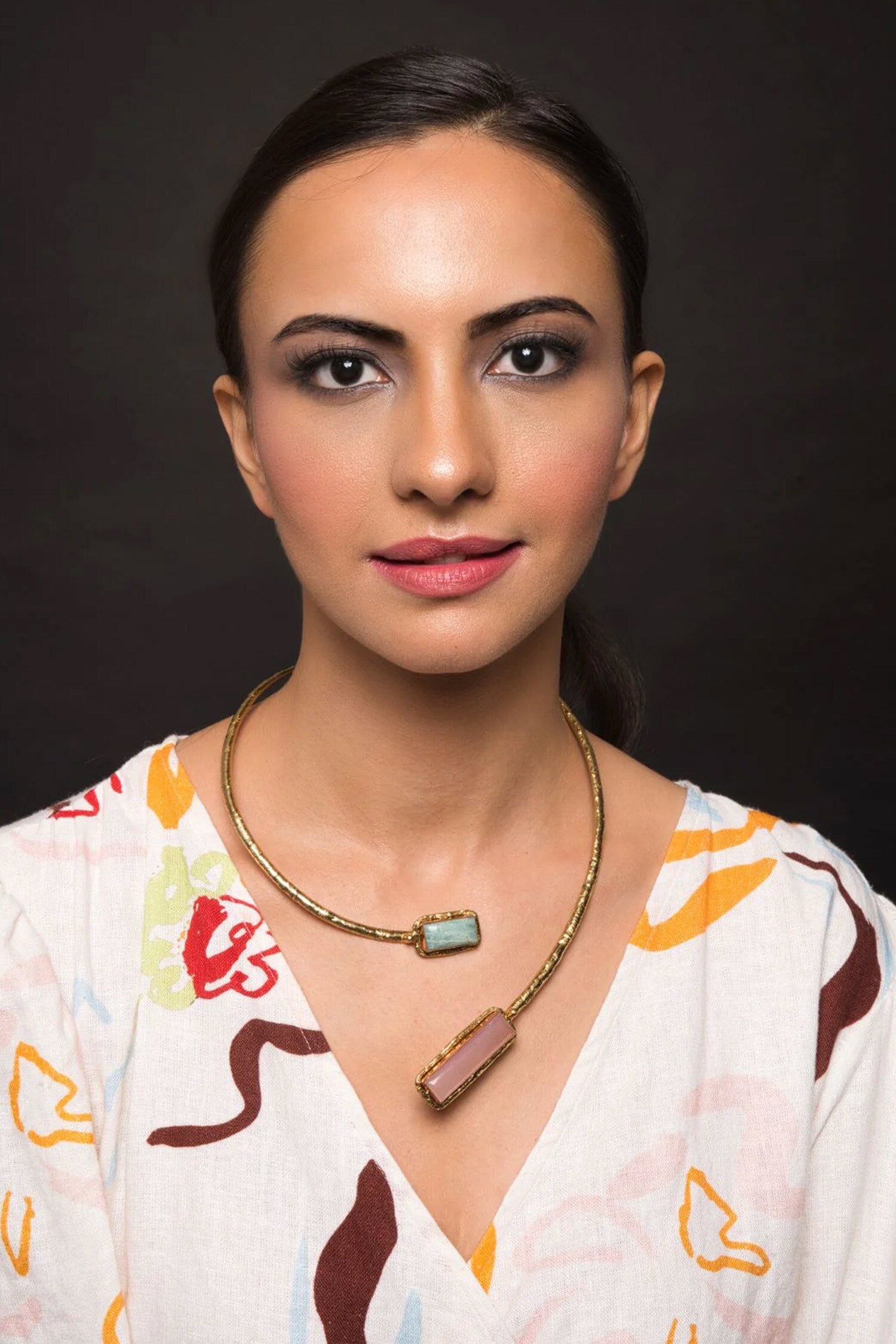 Gold Plated Turquoise Jaspar Necklace 