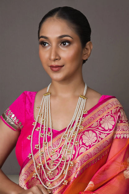 Kundan Pearl Panch Lada Necklace 