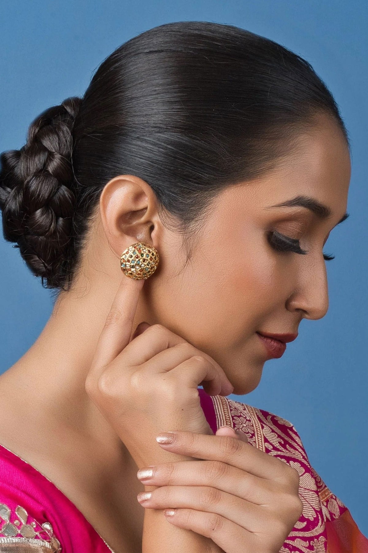 Sona Moti Stone Studded Earrings 