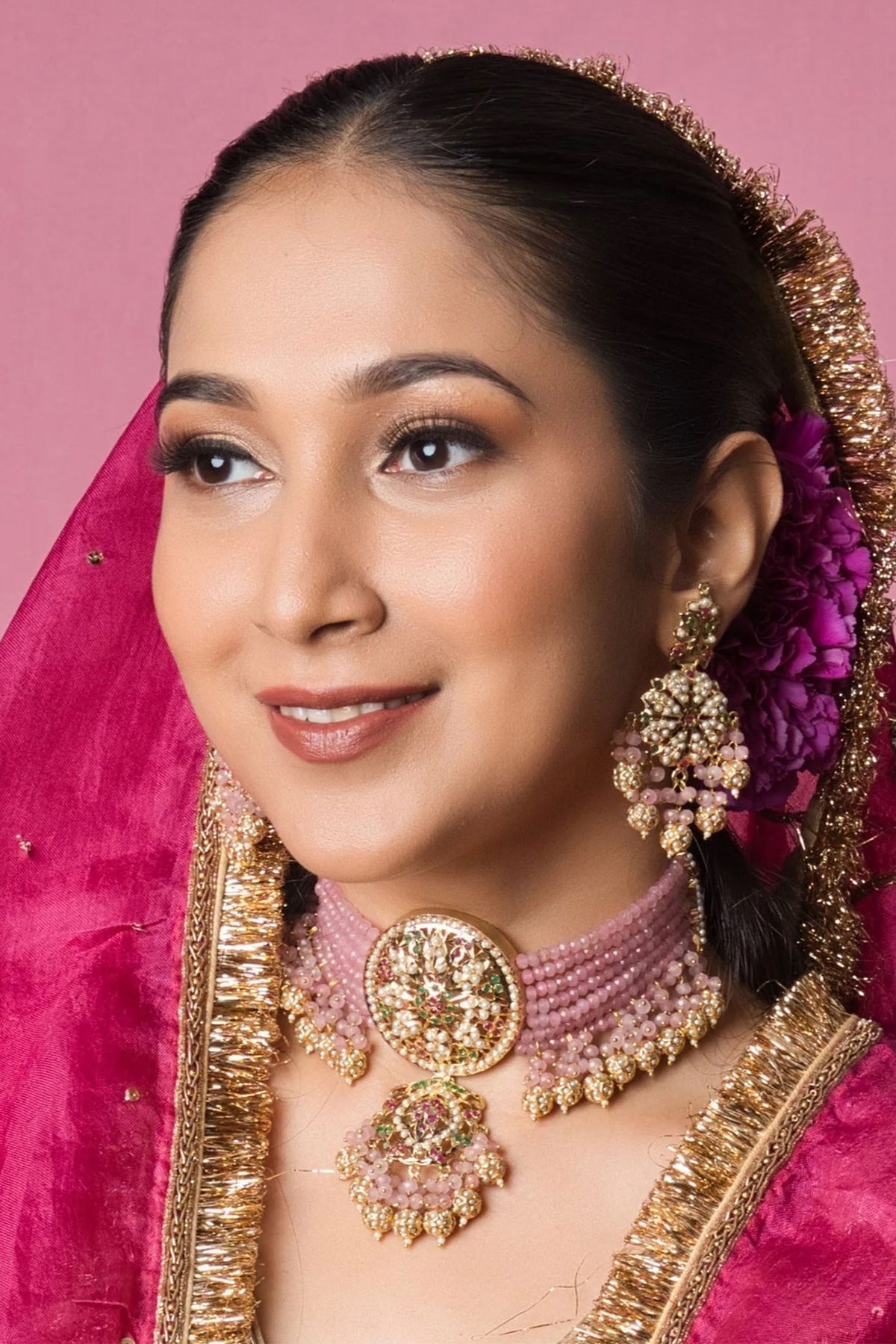 Stone Studded Jadau Bead Choker Set 