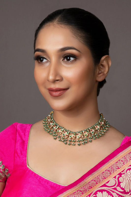 Opulent Floral Jadau Choker 