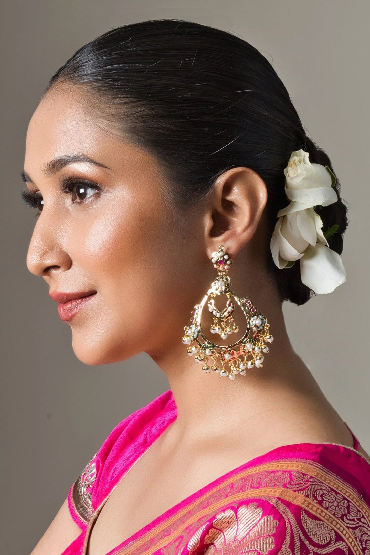 Bahaar Jadau Floral Chandbali 