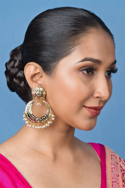 Royal Floral Jadau Chandbali 