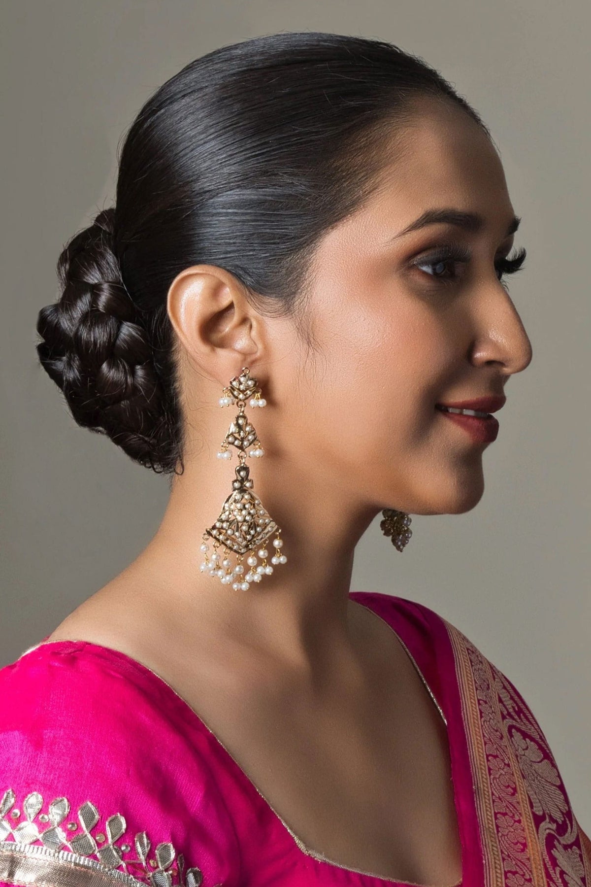 Aanandi Pearl Studded Floral Earrings 