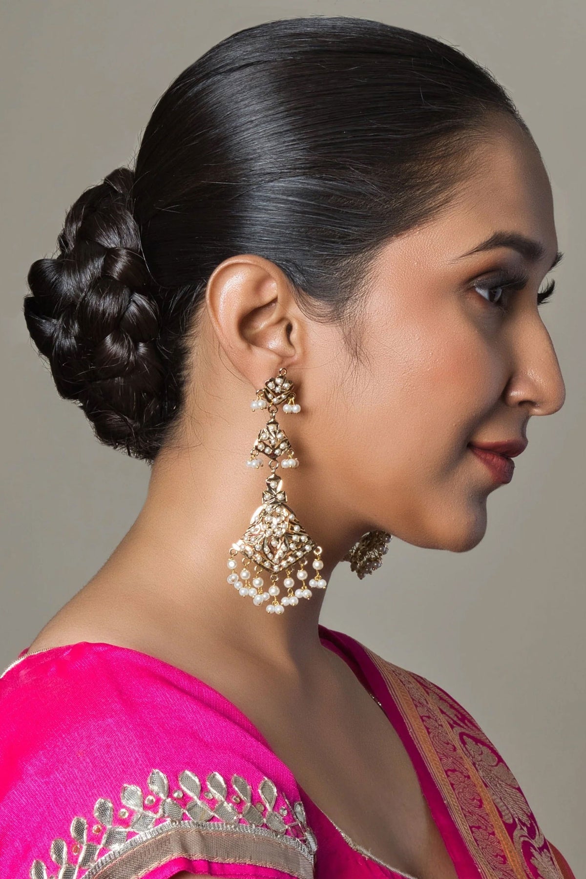 Aanandi Pearl Studded Floral Earrings 