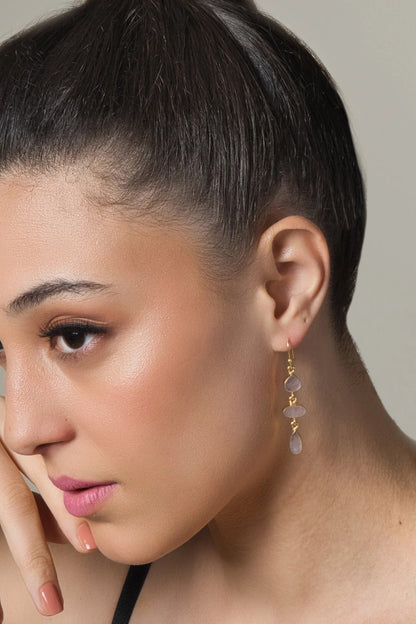 Rose Quartz Studded Earrings 