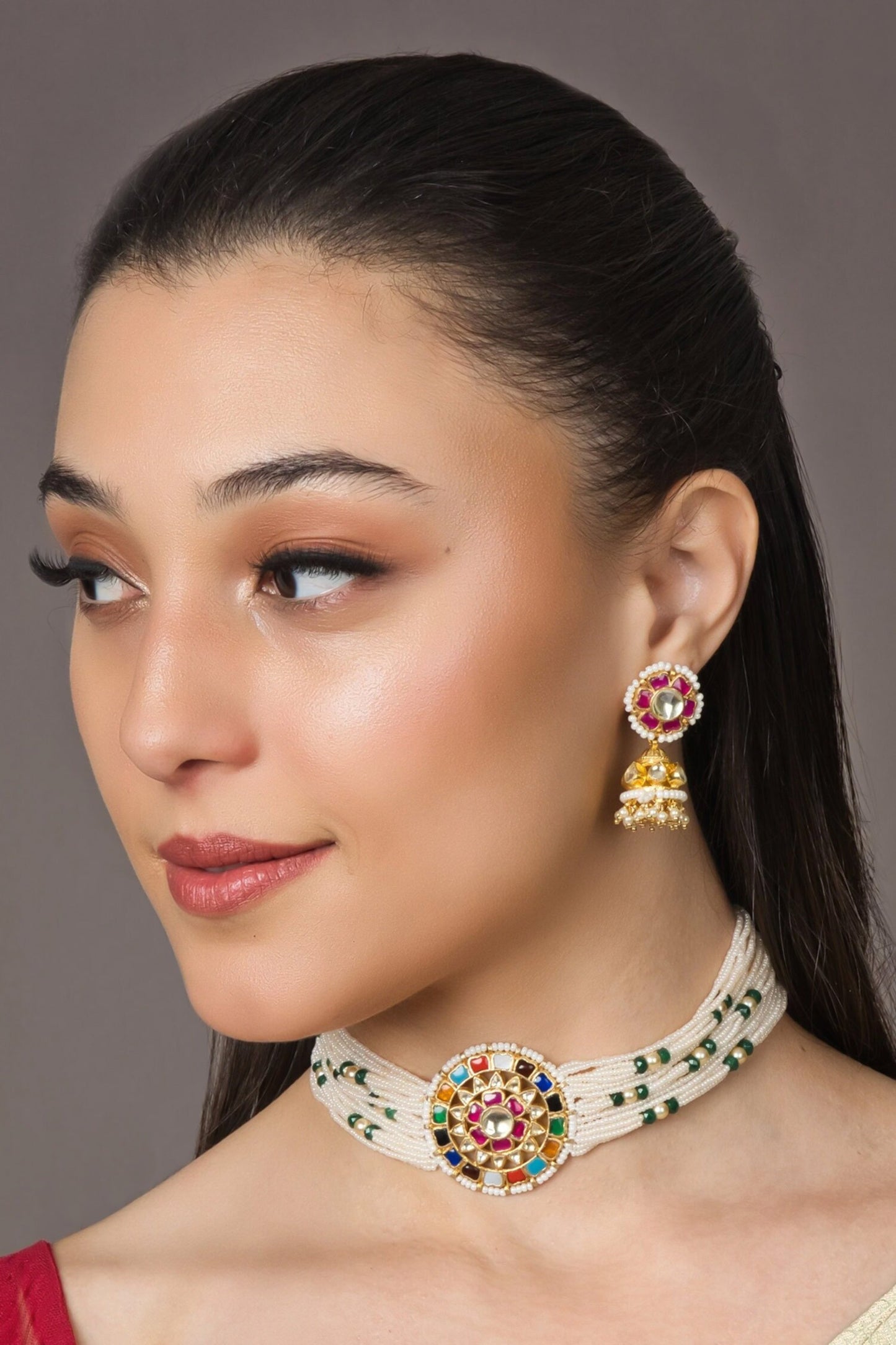 Barkha Kundan Studded Pearl Choker Set 