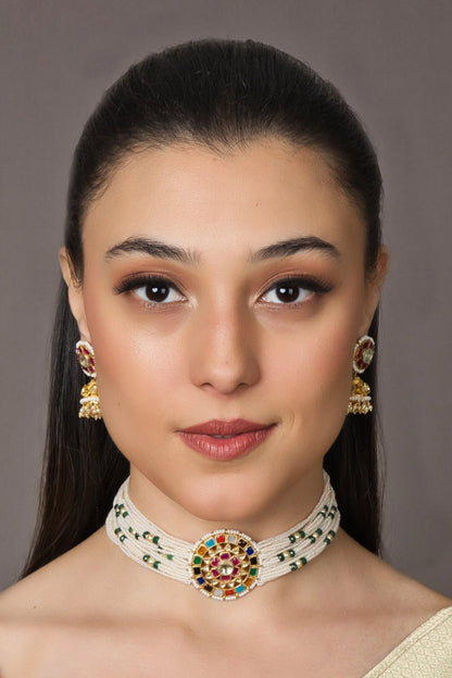 Barkha Kundan Studded Pearl Choker Set 